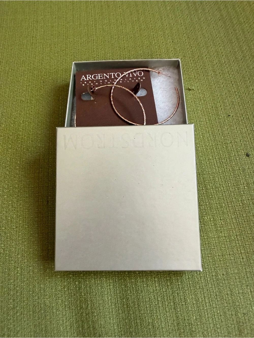 NWT Argento Vivo 18K Rose Gold Plated SS Diamond Cut Hoop Earrings